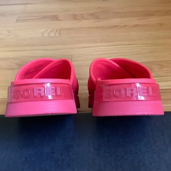 Sorel Leather Viibe Slide Sandal Red Glo/ Gum 16 SZ 9.5 - Picture 7 of 12